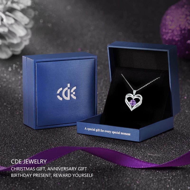 CDE Valentine's Day Gift Forever Love Heart Necklaces for Women, Wedding Anniversary, Birthday Mothers Day Christmas Day Gifts for Mom, Mother, Wife, friend, S925 Silver Jewelry with Birthstone Pendant - Image 4